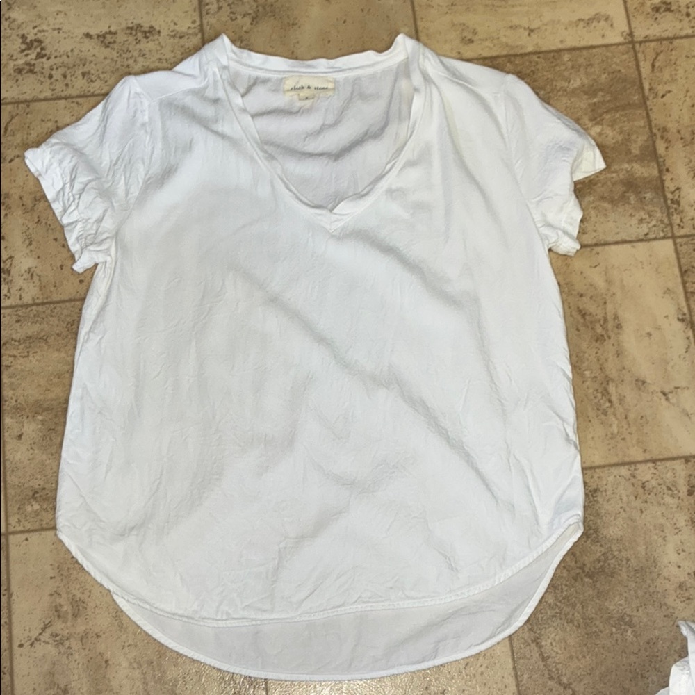 Cloth & Stone White Relaxed Ruffled Tee